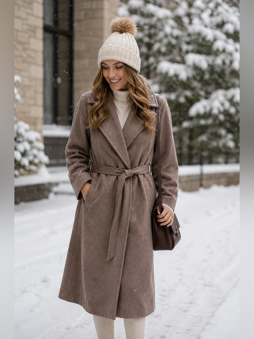 NWT S. Deer / Concept Brown Wool Blend Pea Coat